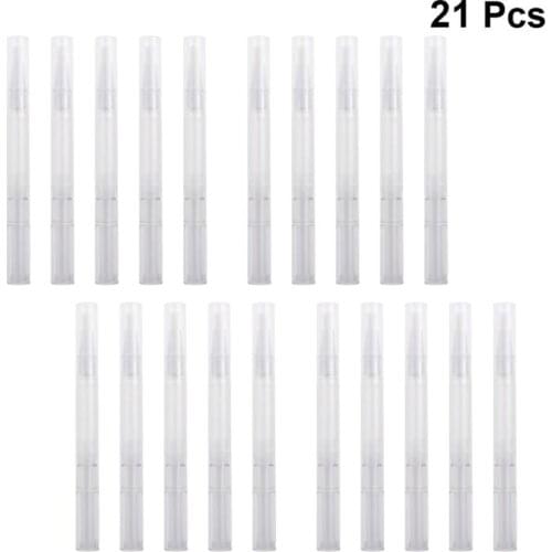 21Pcs 3ml Empty Twist Pens Transparent Empty Nail Oil Twist Pen Cosmetics Container Lip Gloss Applicators Liquid Tubes