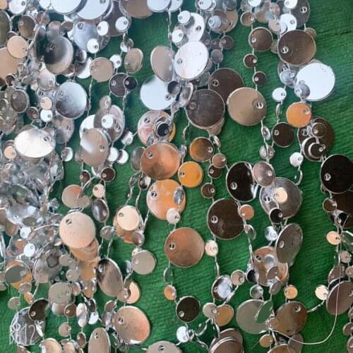 25Meter Silver Plated Sequin Bead Chain Trim Ribbon For Ornaments Wedding Scene Craft Gift Party Crystal Tree Decoration
