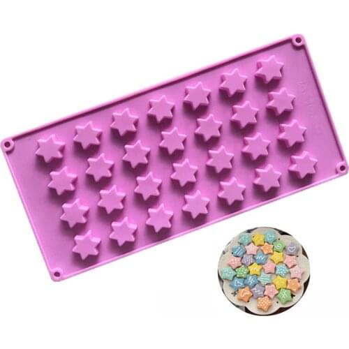 28 Cavity Star Shaped Chocolate Mould Cake Tools Candy Mold Silicone Bakeware Cupcake Cake Topper dia. 3.2cm DIY Bakwear