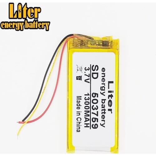 3 line 3.7V,1300mAH,503759 PLIB; polymer lithium ion / Li-ion battery for GPS,mp3,mp4,mp5,dvd,,model toy mobile bluetoo