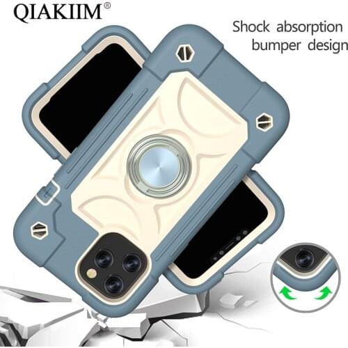 360 Shockproof Armor Case For iPhone 12 Mini 11 Pro Max XS X XR 7 8 6 6s Plus SE 2020 Magnetic Finger Ring Kickstand Phone Cover