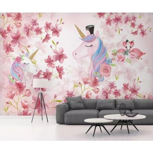 Milofi custom 3D wallpaper mural flamingo unicorn childrens room living room bedroom background wall decoration painting wallpa