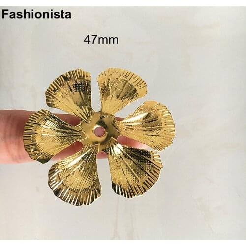 50 pcs - Large Metal Flowers 47mm Gold 6 Petal Flower Bead Caps For Jewelry Making Handmade Jewel Crafts Findings -Y