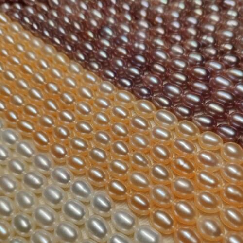 6-7mm Freshwater Pearl Choker Necklace Rice Shaped For Women DIY Jewelry 39cm Single Strand 15.4"