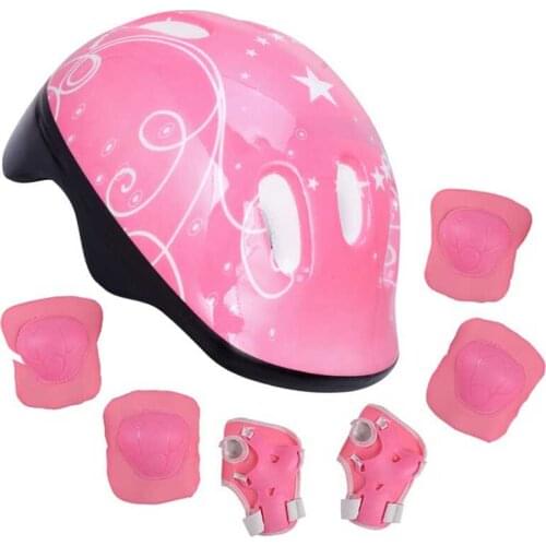7Pcs/Set Kid Roller Skating Skateboard Adjustable Elbow Knee Pads Wrist Protective Outdoor Sports Safety Guard Helmet Children