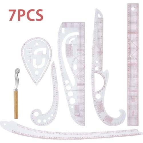 7PCS Cutting ruler Curve Sewing Set Sewing Ruler Multi-functional Sewing Tools Cutting Ruler Clothing Sample Metric Yardstick