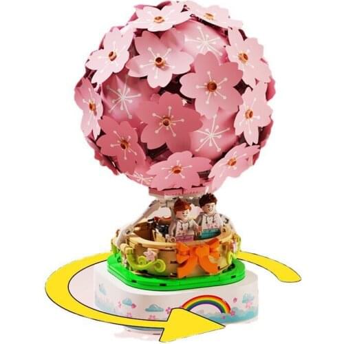 718Pcs City Street View Educational Building Blocks Toys For Kids Girls DIY Gift Rotable Balloon Colorful Light Music Box Model