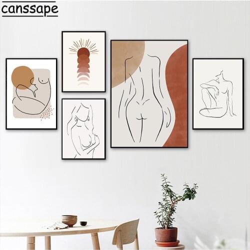 Abstract Line Drawing Art Painting Nude Woman Body Posters Minimalist Canvas Print Sexy Lady Wall Pictures For Living Room Decor