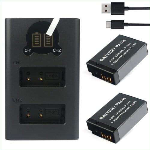 LP-E17 LP E17 Battery + Dual USB Charger for Canon EOS M3 M5 M6 Rebel SL2 SL3 T6i T6s T7i T8i Kiss X8i X9 X9i X10