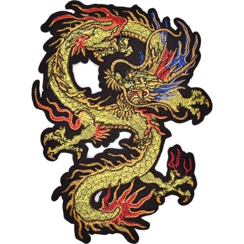 1pc Applique Embroidery Dragon Patches for Clothing Iron On Patches Sticker for Clothing Sewing 24CM