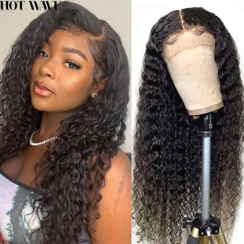 Brazilian 13X4 HD Deep Wave Frontal Wig Lace Front Human Hair Wigs For Black Women 180 Density 4X4 Closure Wig Pre Plucked
