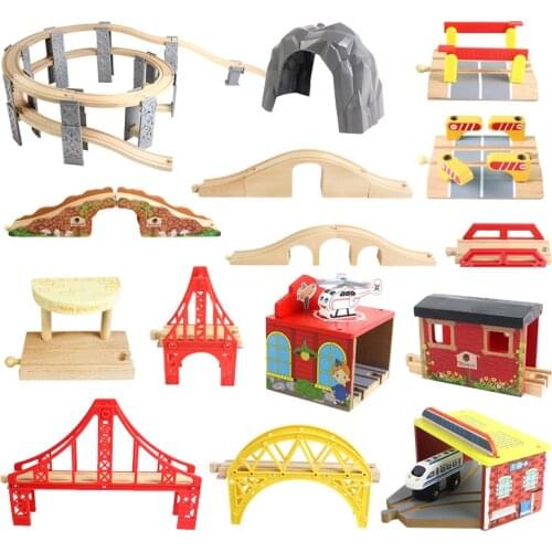 Wooden Rail Track Accessories Bridge Piers Wooden Train Tracks Fit for Thomas Pieces Educational Blocks Toys for Children Gifts