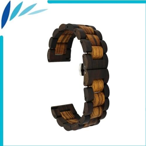 Wooden Watch Band 22mm for Samsung Gear 2 R380 / R382 Stainless Steel Butterfly Buckle Strap Wrist Loop Belt Bracelet + Pin