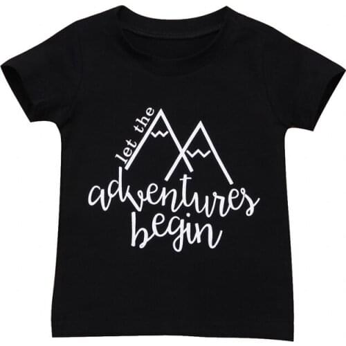 Let The Adventure Begin Kids Tshirt Fashion Toddler Boys Girls Short Sleeve T-shirts Children Funny Casual Tees Tops Outfits