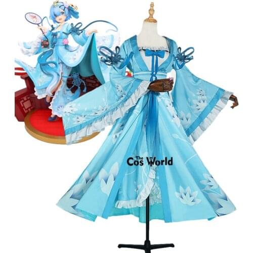 Re Zero Kara Hajimeru Isekai Seikatsu Remu Kimono Yukata Outfit Anime Cosplay Costumes