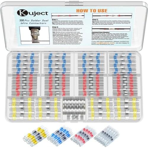 Connector kit Solder Seal Butt Terminal Waterproof Insulated Electrical Butt Terminals Wire Splice for Automotive Marine Boat