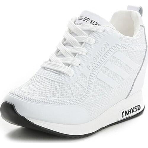 Womens Summer Sports Shoes White Tennis Female Wedge Casual Sneakers Women Platform Fashionable Leather Vulcanized Shoe Running