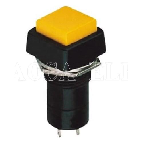 100PCS PBS-12A ON-OFF square self-locking push button switch 12mm self-lock ON - OFF square push button switch SPST pushbutton