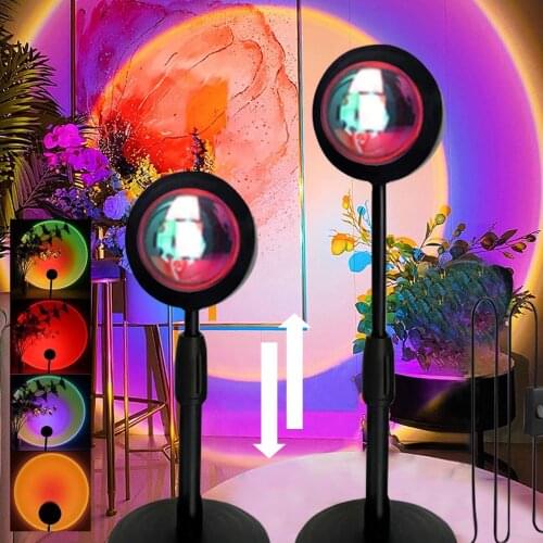 USB Rainbow Sunset Lamp Color Changing 180 Degree Rotation Blockbuster atmosphere Selfire Artifact SunSet Projection Lamp