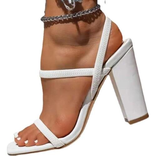 YSHUNIJ Summer 2021 New Large Womens Sandals Fashion High Heeled Shoes Thick Heeled Shoes Square Head High Rise Womens Shoes