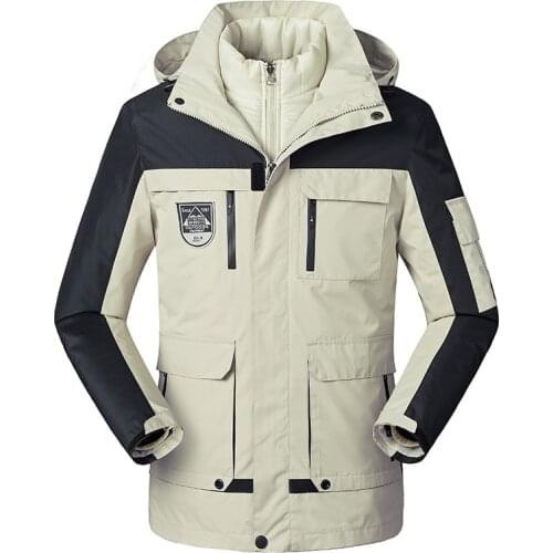 3 In 1 Windbreaker Men Autumn Winter Hiking Jacket Outdoor Camping Trekking Climbing Coat For Waterproof Windproof Hiking Jacket