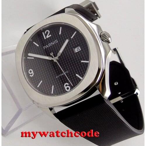 40mm Parnis black dial Sapphire glass 21 jewels Miyota 821A automatic mens watch