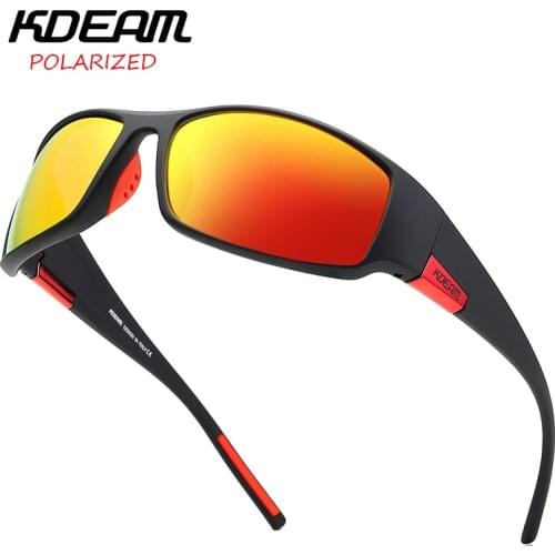 2019 KDEAM Men Sport Sunglasses TR90 Frame HD Polarized mirror lens Comfortable silicone non-slip UV400 5 Colors with case KD111