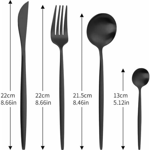 4Pcs Matte Black Stainless Steel Cutlery Tableware Set Dinnerware Dinner Flatware Set Safe Forks Knives Spoons Set Silverware