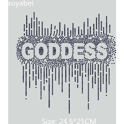 2pc/lot Goddess sticker hotfix rhinestones motif heat transfer iron on design iron on rhinestone motifs for shirt
