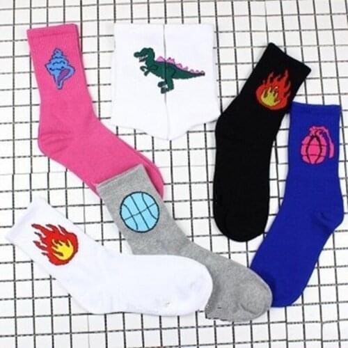 Newest Ladies Short Socks Korea Japanese Cotton Flame Harajuku Socks Girl Cartoon Cactus Gun Funny Female Socks Wholesale 2021