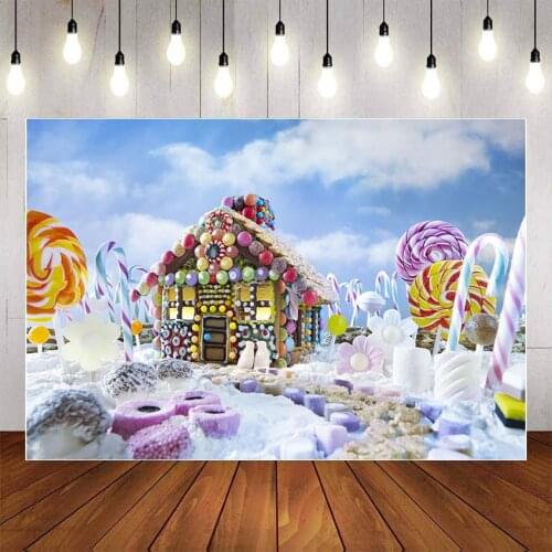 Mehofond Christmas Gingerbread House Photography Background Sweet Lollipop Candyland Kids Child Portrait Backdrop Photo Studio