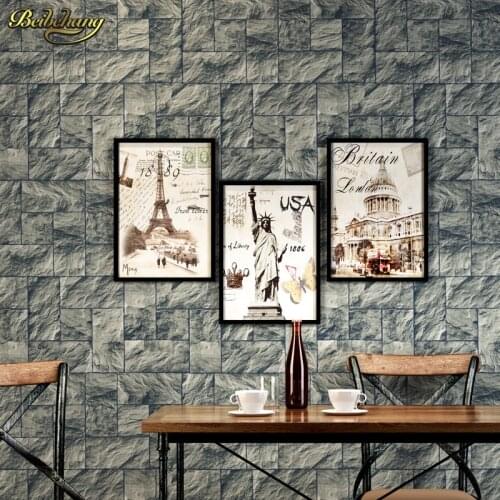 Beibehang papel de parede Mediterranean stone brick pattern nonwoven 3D stereoscopic bedroom living room TV background wallpaper