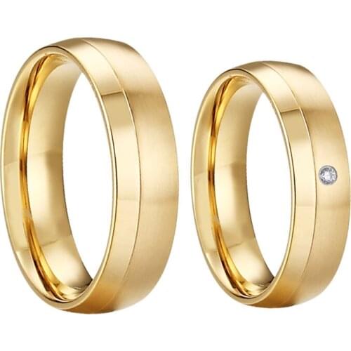 Wedding rings for men and women lovers alliance couple anniversary golden modern rings stainless steel jewelry