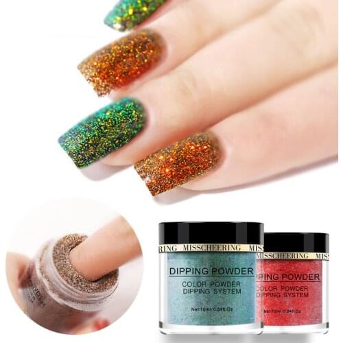Dipping Chameleon Nail Powders Gradient French Nail Natural Color Holographic Glitter Without Lamp Cure Nail Art Decorations