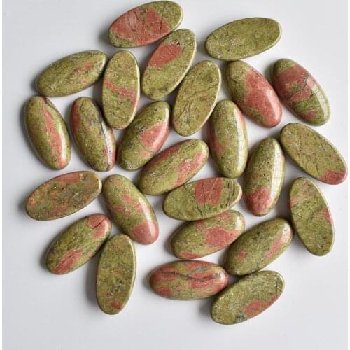 Wholesale 20pcs/Lot fashion natural flower green Stone oval cabochons 15x30mm beads for Jewelry Accessories beads making free