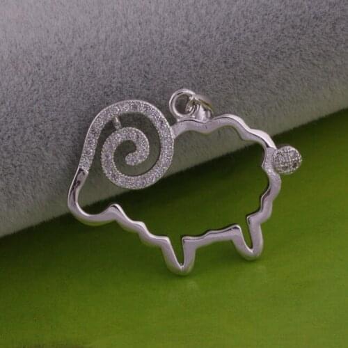 P396 The year of sheep PENDANT silver plated Necklace, silver fashion jewelry /anzajfga caqakrxa