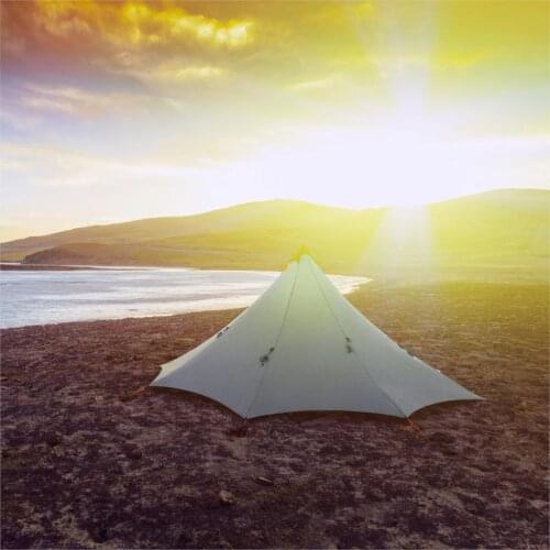 Ultralight 860g Camping Tent 3-4 Person Outdoor 20D Nylon Both Sides Silicon Coating Rodless Pyramid Large Tent Camping 4 Season