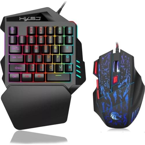 One-Handed Game Keyboard Set Left Hand Set Small Mini Portable Mobile Phone Throne with Chicken Artifact