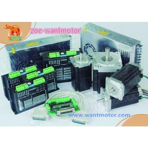 USA Free!CNC Wantai 4 Axis Nema 34 Stepper Motor 85BYGH450D-007 2A 623oz-in& Driver DQ860MA 80V 7.8A 256Micro ROHS CE ISO