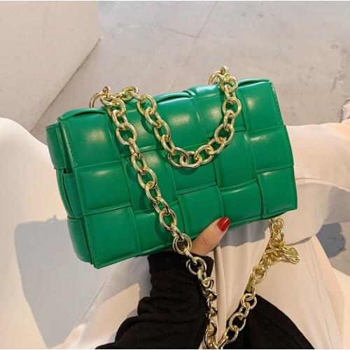 Green Weave Crossbody Bag Luxury Women Designer Leather Shoulder Bags Small Flap Messenger Handbag Chain Tote Bag Bolsa Feminina