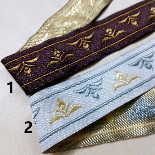 2cm 28mm 1-1/8' Brown White Grass Aster Bedding Border Curtain Trim Laciness National Jacquard Ribbon Embroidery Woven Webbing