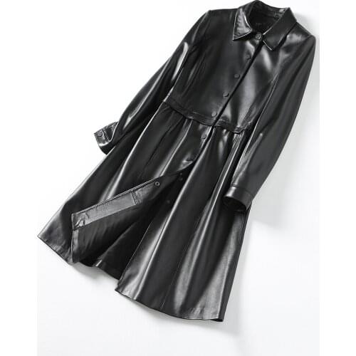 2020 Casual Genuine Leather Jacket Real Sheepskin Coat Long Trench Female Spring Autumn Jackets Women YFG75178A