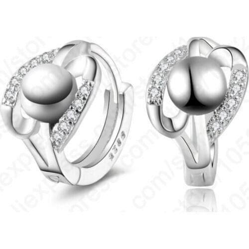 Best Quality Newest New Arrival 925 Sterling Silver Cubic Zircon Hoop Earrings For Women Free Shipping