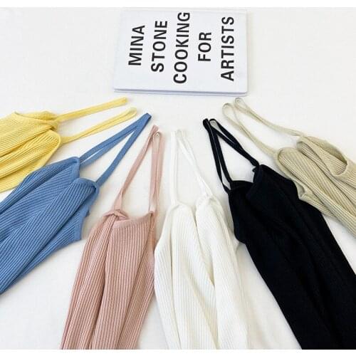 2020 Fashion Summer Casual Tops Sexy Sleeveless Knitted Women Boho Tank Top Female Candy Color White Camis