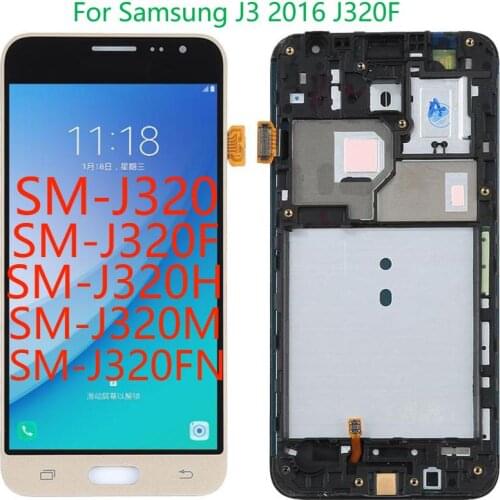 5.0" Super AMOLED LCD For Samsung Galaxy J3 2016 J320 LCD Display SM-J320F J320A J320FN With Frame Replacement Parts
