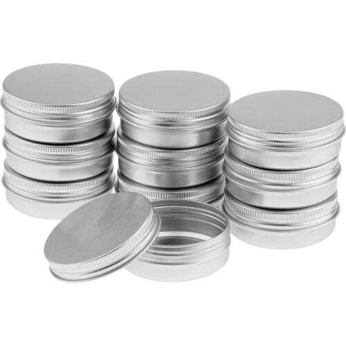 10pcs Empty Aluminum Jars Tins Tin Pots Tin Can 60ml Cosmetics Cream Empty Lip Balm Containers with Screw Thread Lid