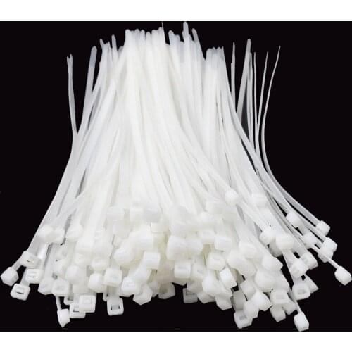 100pcs Black white Self Locking Cable Tie High Quality Nylon Fasten Zip Wire Wrap Strap 4x200mm