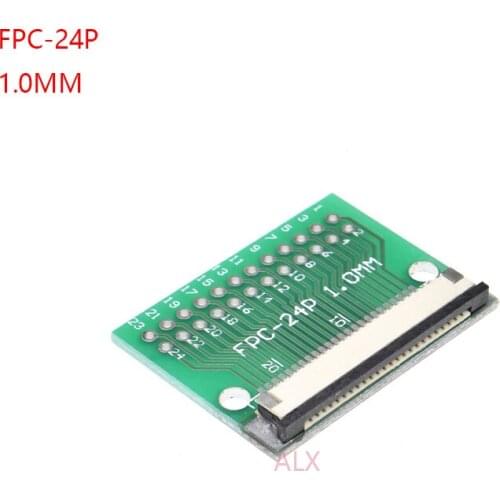 2PCS FPC-24PIN CABLE PITCH 1.0MM TO DIP PITCH 2.54MM SMT adapter PCB BOARD FFC 24P FPC 24Pin connector WIRE TO DIP20 Converter