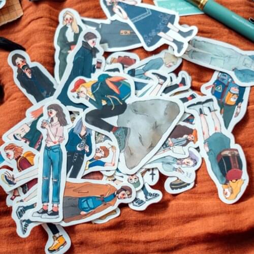30PCS Travel girl sticker DIY scrapbooking journal base collage diary gift seal decoration sticker