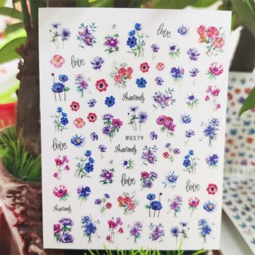 3D Stickers for Nails Beautiful Bouquet Color Flowers Design Nails Art Decoration Manicure Stickers Slider Nail Foil Accessories